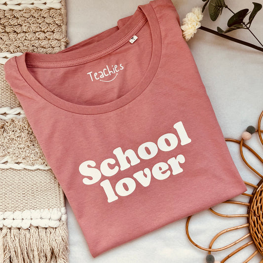 Tee-shirt School lover rose/blanc
