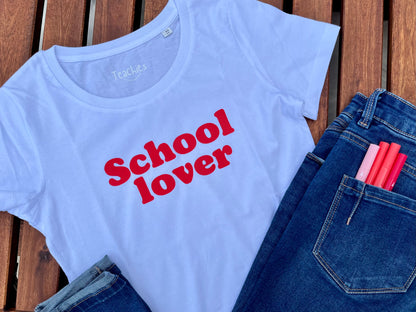 Tee-shirt School lover blanc/rouge