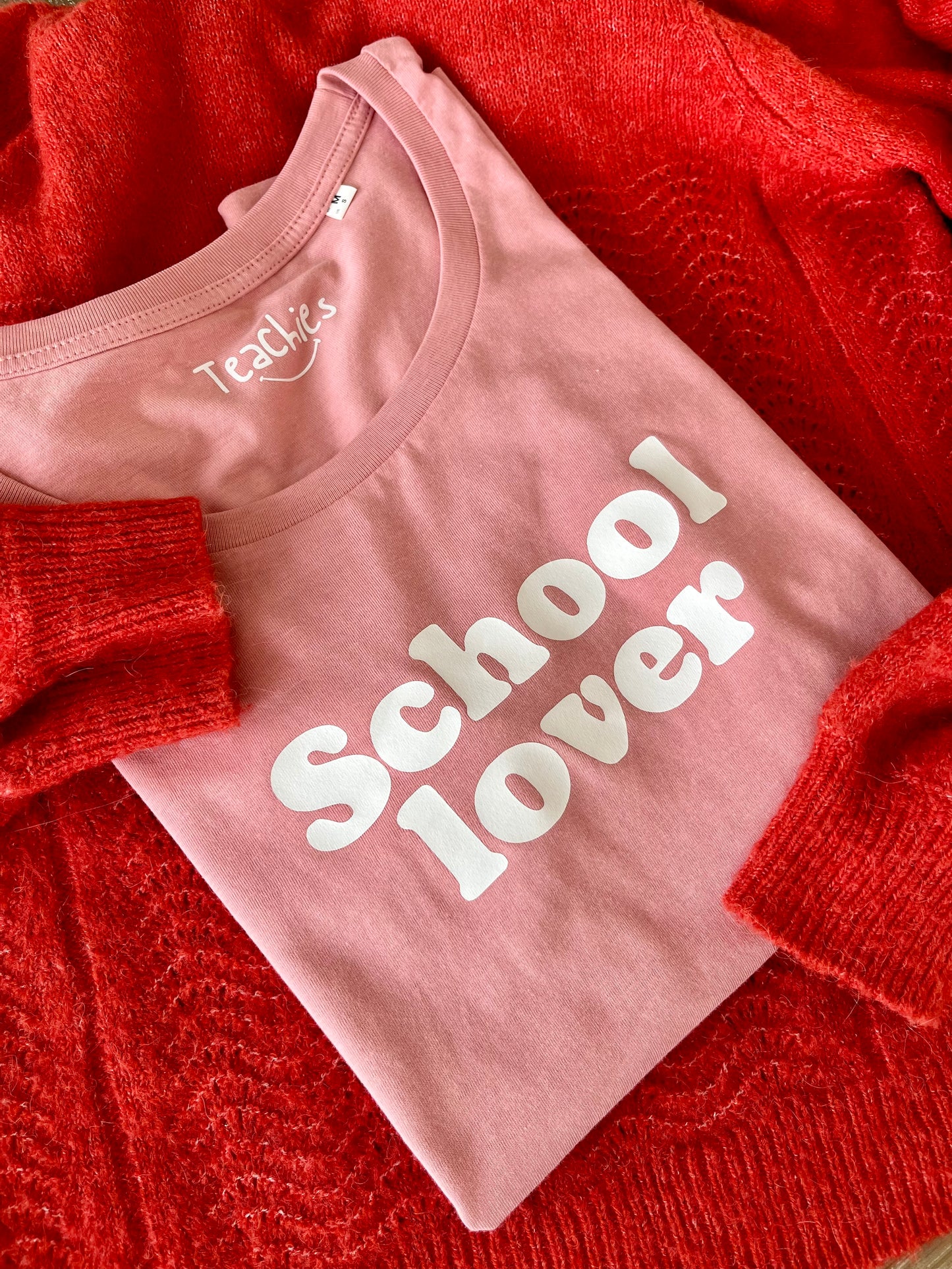 Tee-shirt School lover rose/blanc