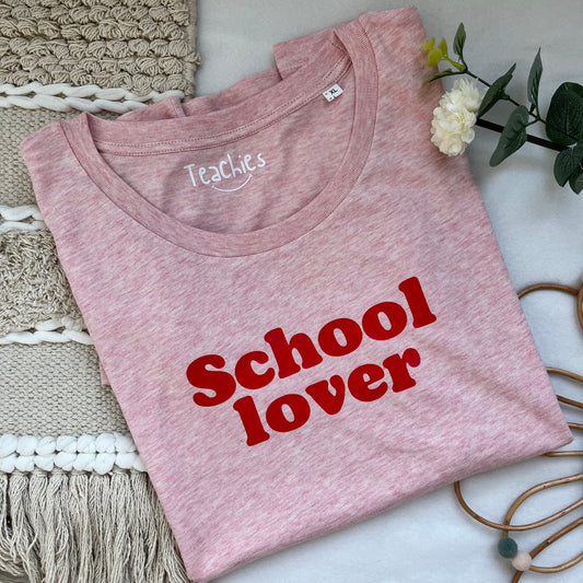 Tee-shirt School lover rose chiné /rouge